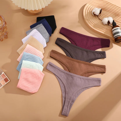 Strings en coton sans couture pour femmes, culotte sexy, taille basse, solide, respirant, confortable, doux, string, sous-pantalon, 8 pièces, ensemble