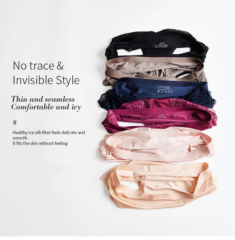 TrowBridge 3 pièces/ensemble culottes pour femmes sous-vêtements en dentelle exquise Lingerie Sexy grande taille slips en Satin de soie douce caleçons doux et confortables