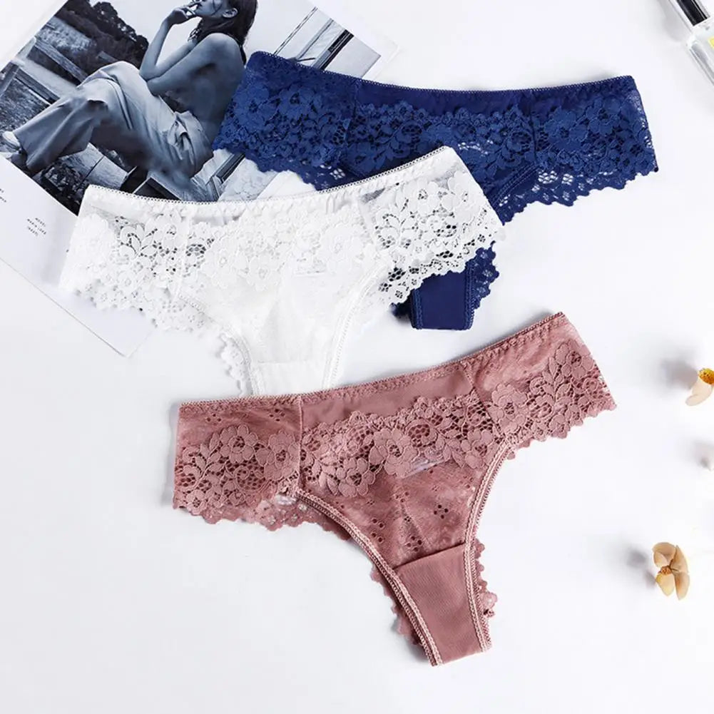Sous-vêtements Sexy en dentelle pour femmes, culotte élégante en dentelle ajourée, Lingerie respirante, tentation brodée, intimes