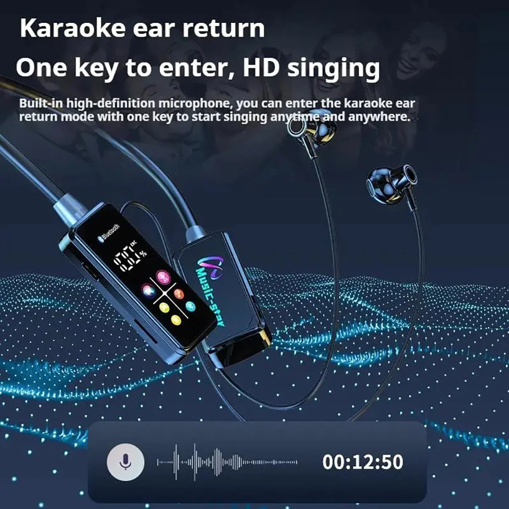 Écouteurs sans fil Bluetooth 5.4, avec écran HD, tour de cou, hi-fi, stéréo, réduction du bruit, pour Live Bluetooth 5.4 Headphones with HD Screen Wireless Headsets Neckband Earphones