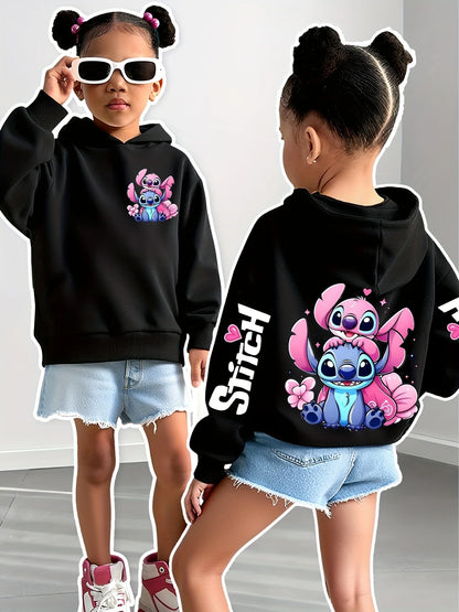 2025 Disney sweats à capuche mode point ange monstre poche sweat pull mignon sweats à capuche filles enfants sweat dessin animé hauts Y2k