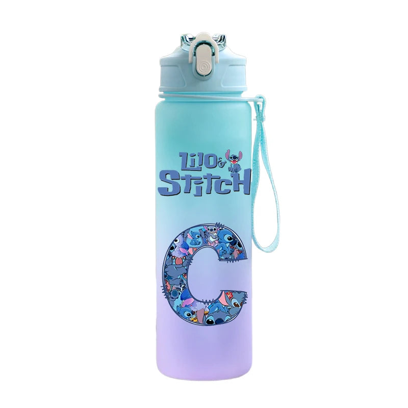 750ML Lettre A-Z Imprimer  Stitch Bouteille D'eau Grande Capacité Boire Portable Dessin Animé En Plein Air Tasse D'eau Enfant Cadeau