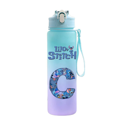 750ML Lettre A-Z Imprimer  Stitch Bouteille D'eau Grande Capacité Boire Portable Dessin Animé En Plein Air Tasse D'eau Enfant Cadeau