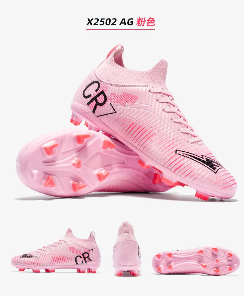 Chaussures de Football unisexes, hauts à lacets, pointes antidérapantes, Sports de plein air, crampons de Football athlétiques pour baskets d'entraînement professionnel