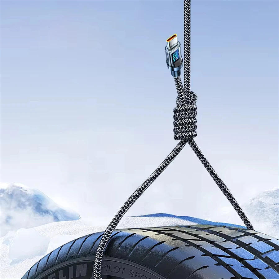 NNBILI-Câble USB Type-C vers Type-C, 120W, charge ultra rapide, avec écran LED, pour téléphone Huawei, Oppo, Vivo