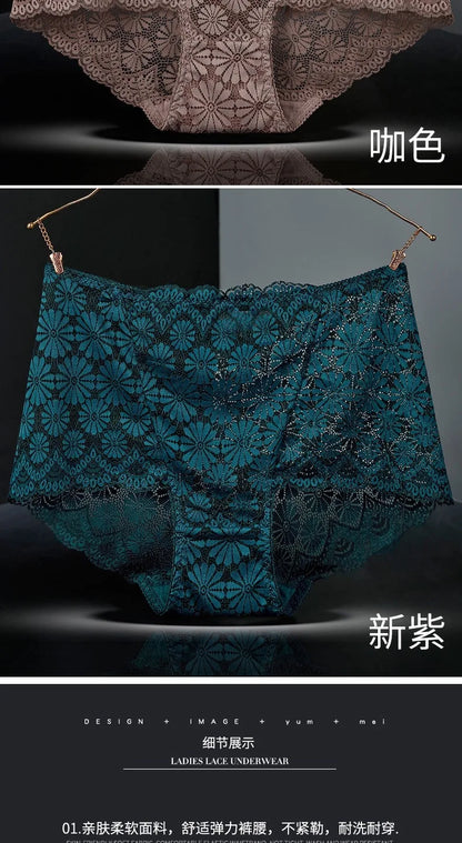 Sous-vêtements femmes taille haute lingerie sexy femmes évidé dentelle grande taille culottes slips ropa intérieur femenina ropa mujer