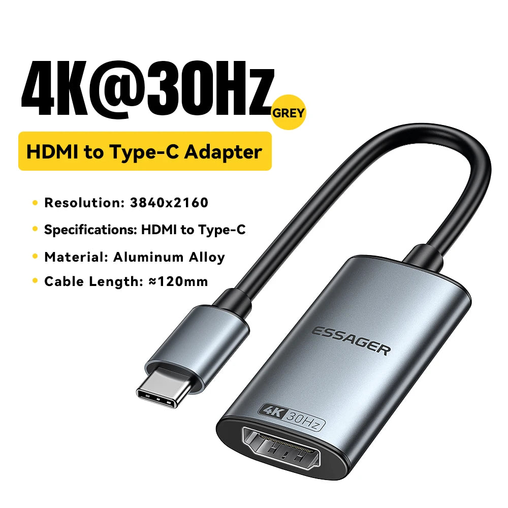 Essager adaptateur HDMI vers USB Type C pour iPhone MacBook Pro Air iPad Samsung Galaxy 8K @ 60Hz 4K @ 120Hz/144Hz convertisseur de câble TV HD
