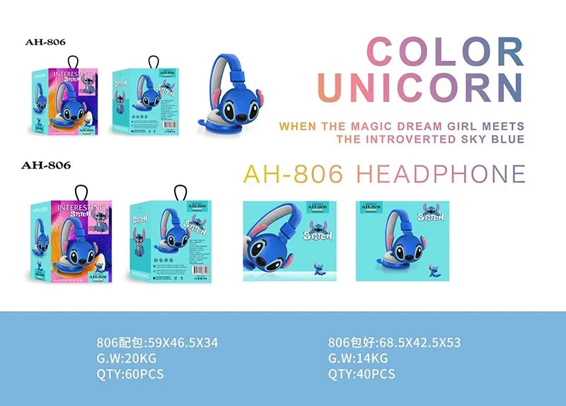 Nouveau Disney point sans fil Bluetooth casque AH-806 HIFI stéréo son pliable casques avec micro Anime dessin animé enfants cadeau