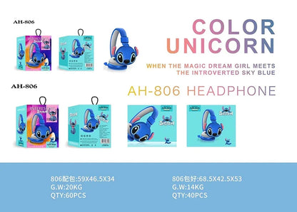 Nouveau Disney point sans fil Bluetooth casque AH-806 HIFI stéréo son pliable casques avec micro Anime dessin animé enfants cadeau