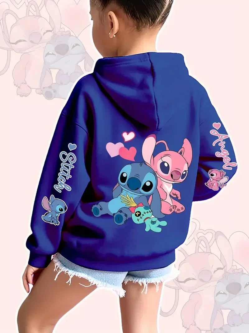2025 Disney sweats à capuche mode point ange monstre poche sweat pull mignon sweats à capuche filles enfants sweat dessin animé hauts Y2k