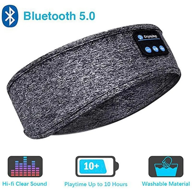 Écouteurs sans fil Bluetooth Fone, casque élastique, masque pour les yeux de musique, bande de sauna de sommeil de sport