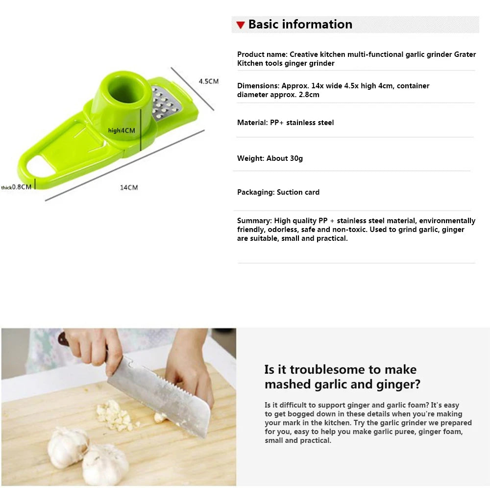 Broyeur d'ail au gingembre, presse à ail, râpe, éplucheur manuel, hachoir à ail, outil de hachage, accessoires de cuisine