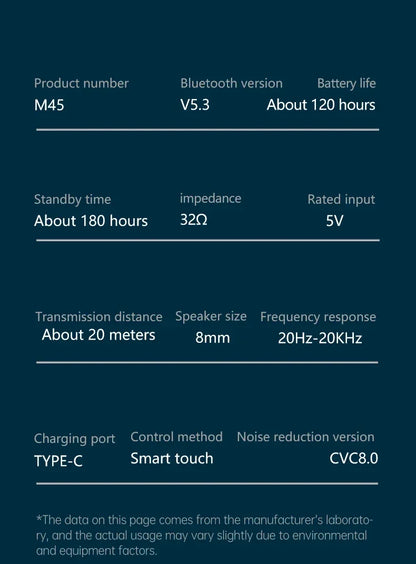 TWS M45 Bluetooth écouteurs 5.3 sans fil bluetooth casque antibruit casques avec Microphone casque pour Xiaomi Redmi