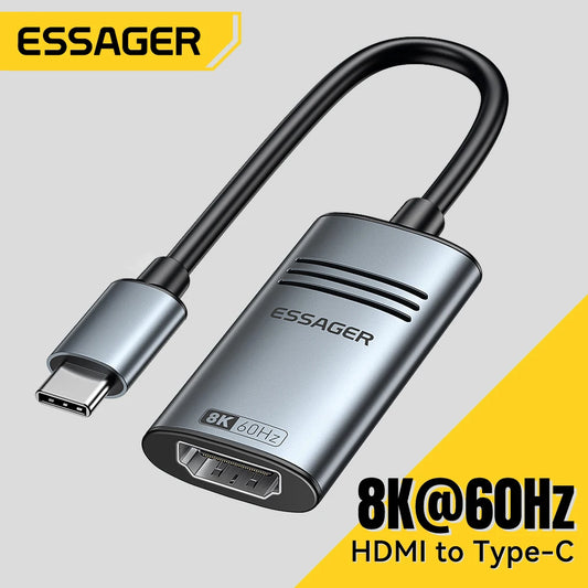 Essager adaptateur HDMI vers USB Type C pour iPhone MacBook Pro Air iPad Samsung Galaxy 8K @ 60Hz 4K @ 120Hz/144Hz convertisseur de câble TV HD