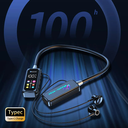 Écouteurs sans fil Bluetooth 5.4, avec écran HD, tour de cou, hi-fi, stéréo, réduction du bruit, pour Live Bluetooth 5.4 Headphones with HD Screen Wireless Headsets Neckband Earphones