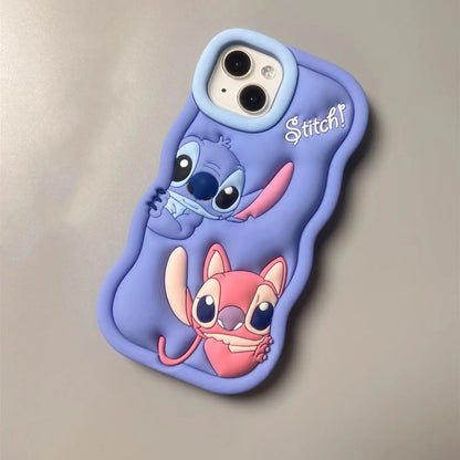 Dessin animé Disney Stitch Iphone 11 12 13 14 15 Pro Plus, mignon matériau en Silicone, coque de téléphone Simple tout compris, cadeau de saint valentin