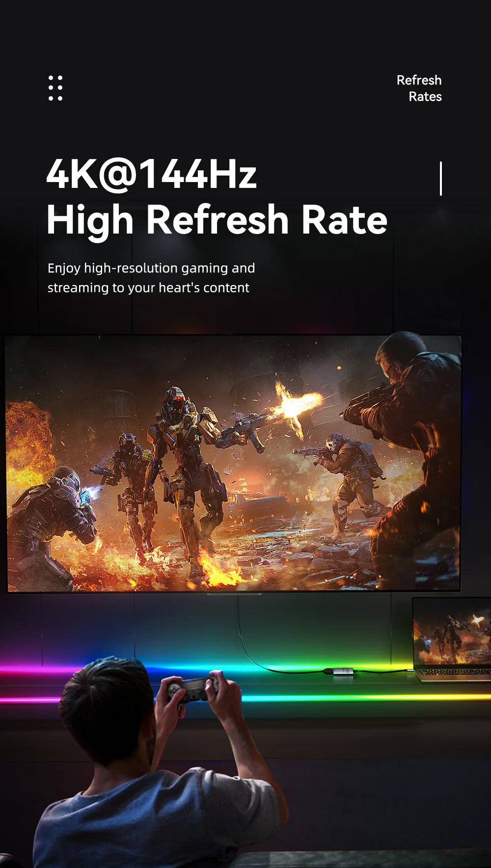 Essager adaptateur HDMI vers USB Type C pour iPhone MacBook Pro Air iPad Samsung Galaxy 8K @ 60Hz 4K @ 120Hz/144Hz convertisseur de câble TV HD