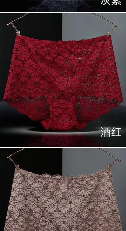 Sous-vêtements femmes taille haute lingerie sexy femmes évidé dentelle grande taille culottes slips ropa intérieur femenina ropa mujer