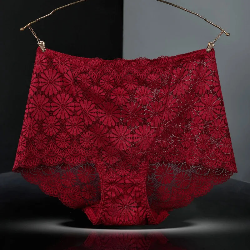 Sous-vêtements femmes taille haute lingerie sexy femmes évidé dentelle grande taille culottes slips ropa intérieur femenina ropa mujer