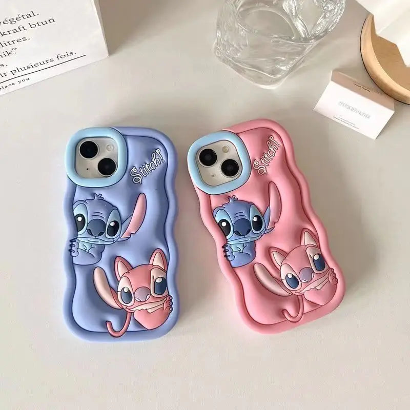 Dessin animé Disney Stitch Iphone 11 12 13 14 15 Pro Plus, mignon matériau en Silicone, coque de téléphone Simple tout compris, cadeau de saint valentin