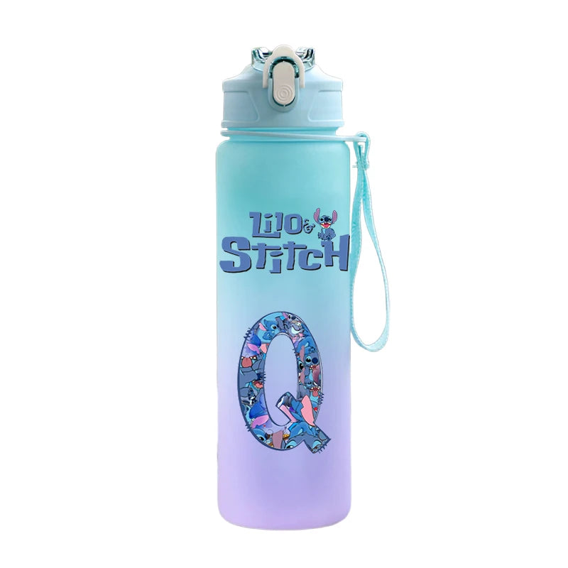 750ML Lettre A-Z Imprimer  Stitch Bouteille D'eau Grande Capacité Boire Portable Dessin Animé En Plein Air Tasse D'eau Enfant Cadeau