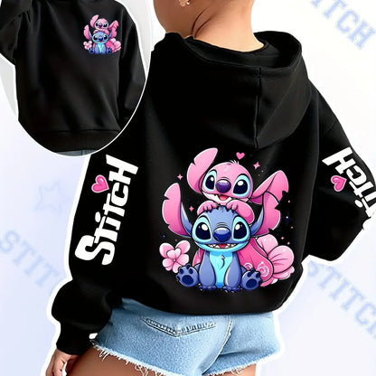 2025 Disney sweats à capuche mode point ange monstre poche sweat pull mignon sweats à capuche filles enfants sweat dessin animé hauts Y2k