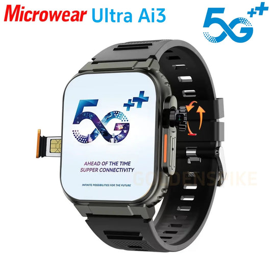 Microwear Ultra Ai3 Smartwatch 5G 180 °   Caméra rotative Google Play GPS WIFI 2.2 pouces Amoled HD affichage 4G appelant Smartwatch hommes
