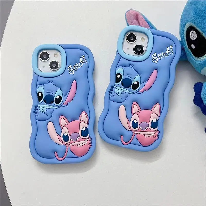 Dessin animé Disney Stitch Iphone 11 12 13 14 15 Pro Plus, mignon matériau en Silicone, coque de téléphone Simple tout compris, cadeau de saint valentin