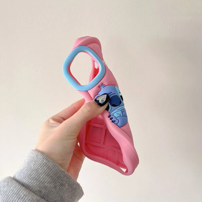 Dessin animé Disney Stitch Iphone 11 12 13 14 15 Pro Plus, mignon matériau en Silicone, coque de téléphone Simple tout compris, cadeau de saint valentin