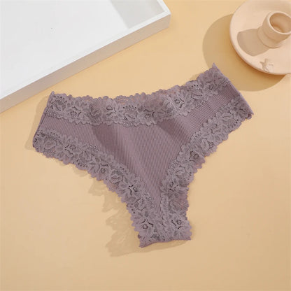 15 pièces femmes coton culottes Sexy dentelle intime sous-vêtements brésiliens couleur unie femme à la mode dentelle slips femme doux caleçons